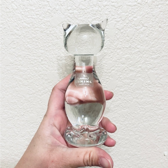 Vintage Viking Rainbow Glass MCM Crystal Cat Figure 5.75” Paperweight Figurine - Picture 3 of 9